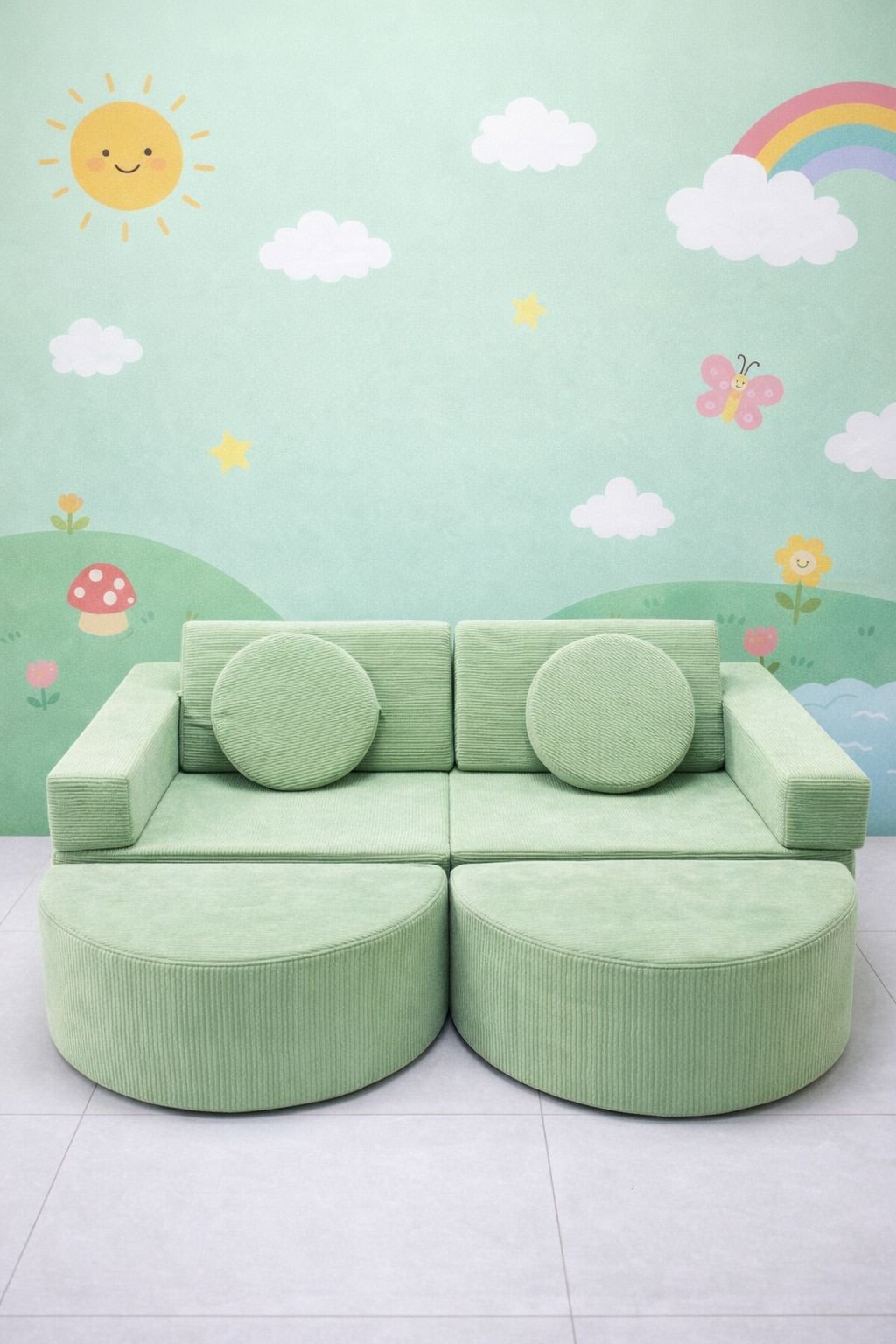 Neztly Corduroy Mossy Cozy Mini Sofa (Green)- 8 Pieces - Image 2